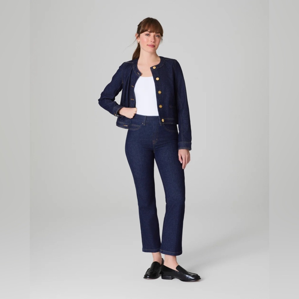 SPANX Original EveryWear Cropped Kick Flare Jeans Raw Indigo 20699R size S